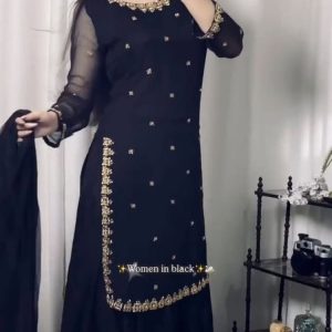 আপুদের পছন্দের জরজেট কাপরের কালো কালার পার্ঠি ড্রেস
