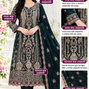 Unstitch Printed with Embrodyre 3 Pics (D.No-516-B)